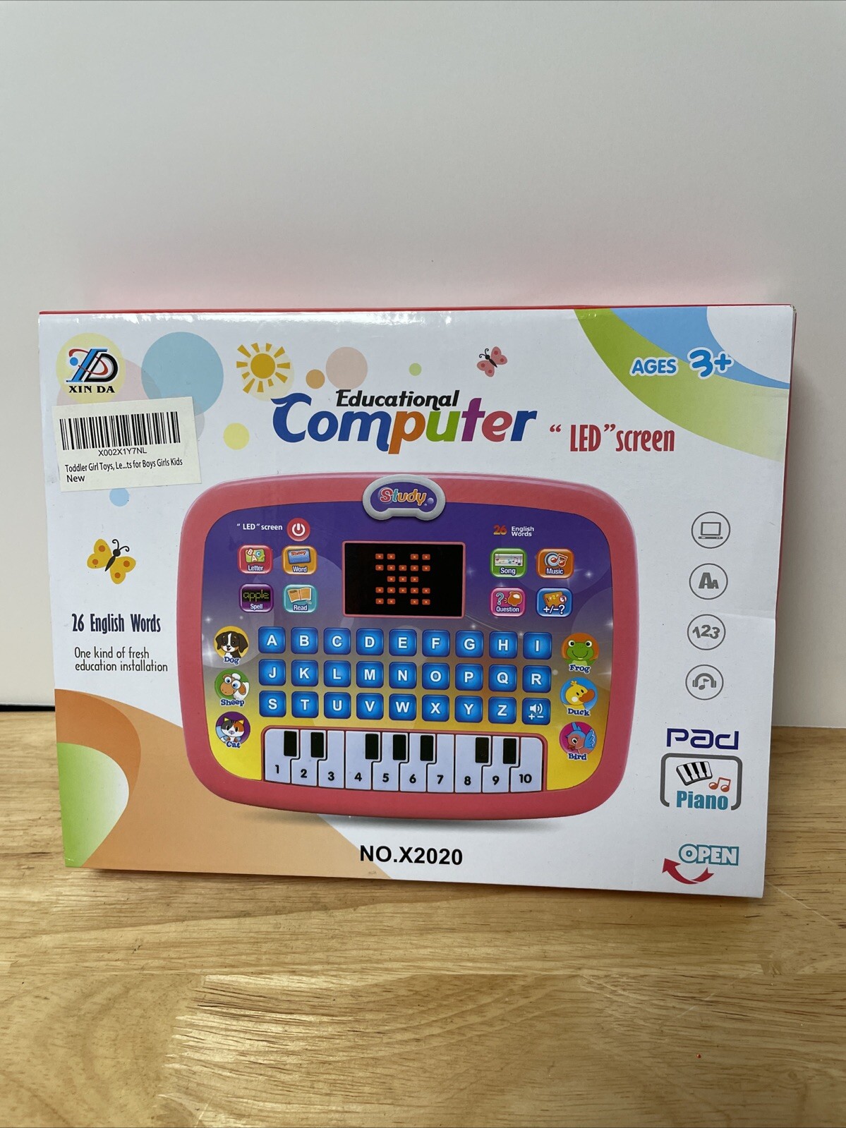 New! Educational Computer Kids Toy 3+ LED Screen Brain Games Pink Fun Kids Toy
