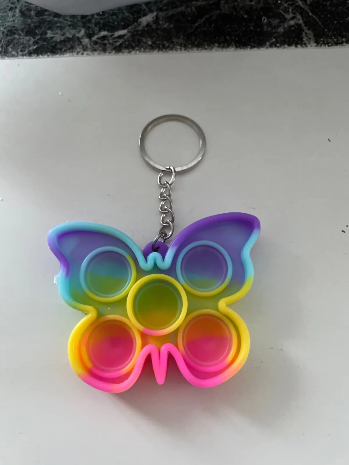 New Mini Keychain Butterfly Push Pop It Bubble Fidget Sensory Toy Stress Relief