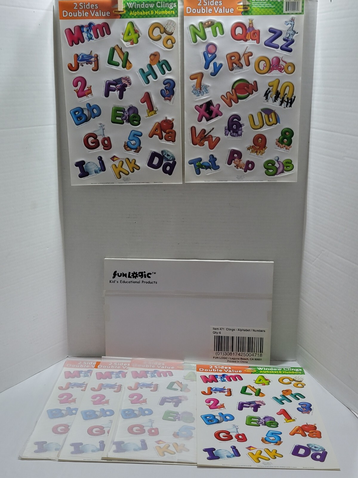 6 FULL SETS OF ALPHABET WINDOW CLINGS + NUMBERS 0-9 EDUCATIONAL HOME SCHOOL NEW