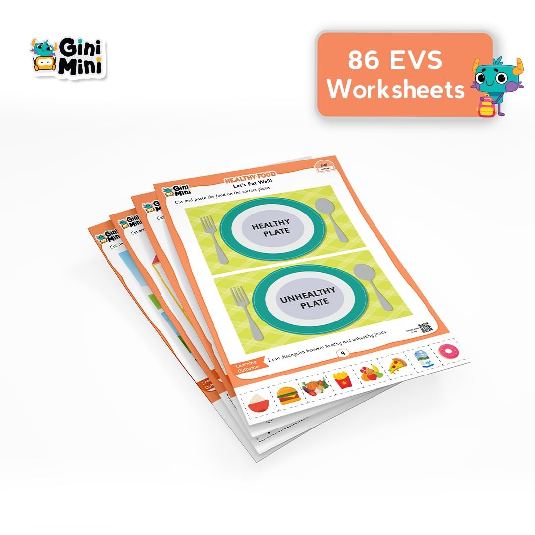 300 Nursery Worksheets (English, Maths, Science, & EVS) with Stickers & Index…