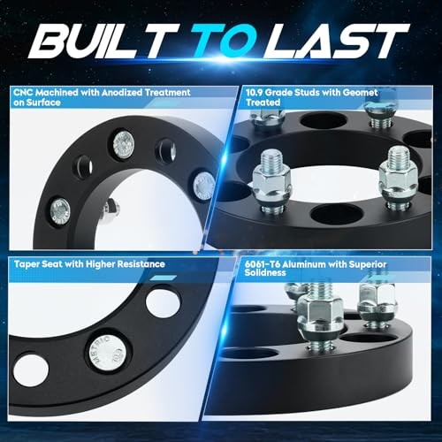 4pcs 6×5.5 Wheel Spacers M12x1.5 Thread Pitch 108mm Bore for 2004-2014 Chevrolet