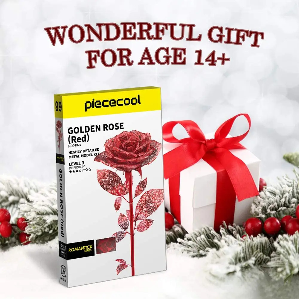 3D Metal Puzzle-Rose Model Building Kits Jigsaw Toy Adults Brain Teaser Gifts
