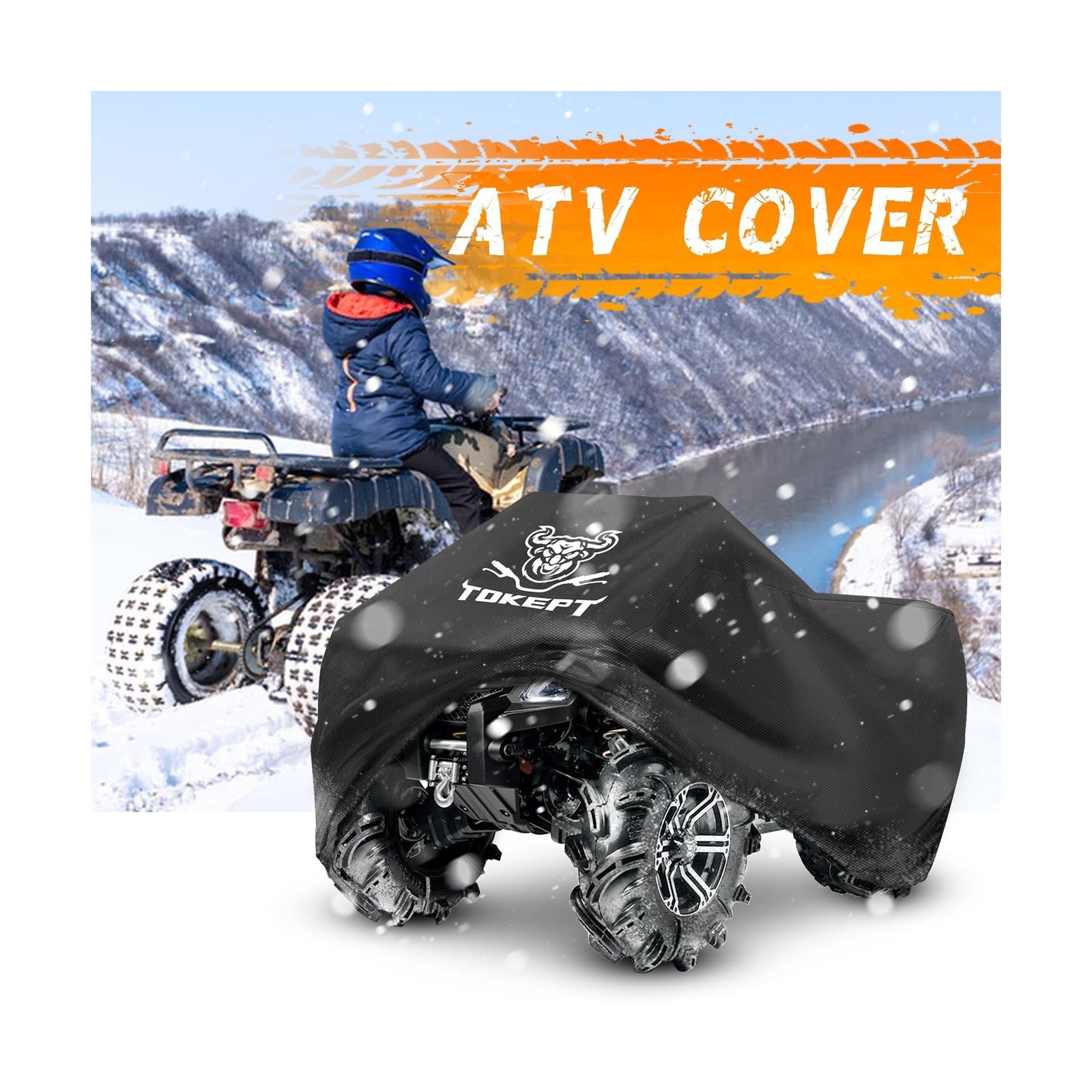 ATV Cover, Heavy Duty Black Waterproof Oxford Fabric Protective 4 Wheeler Qua…