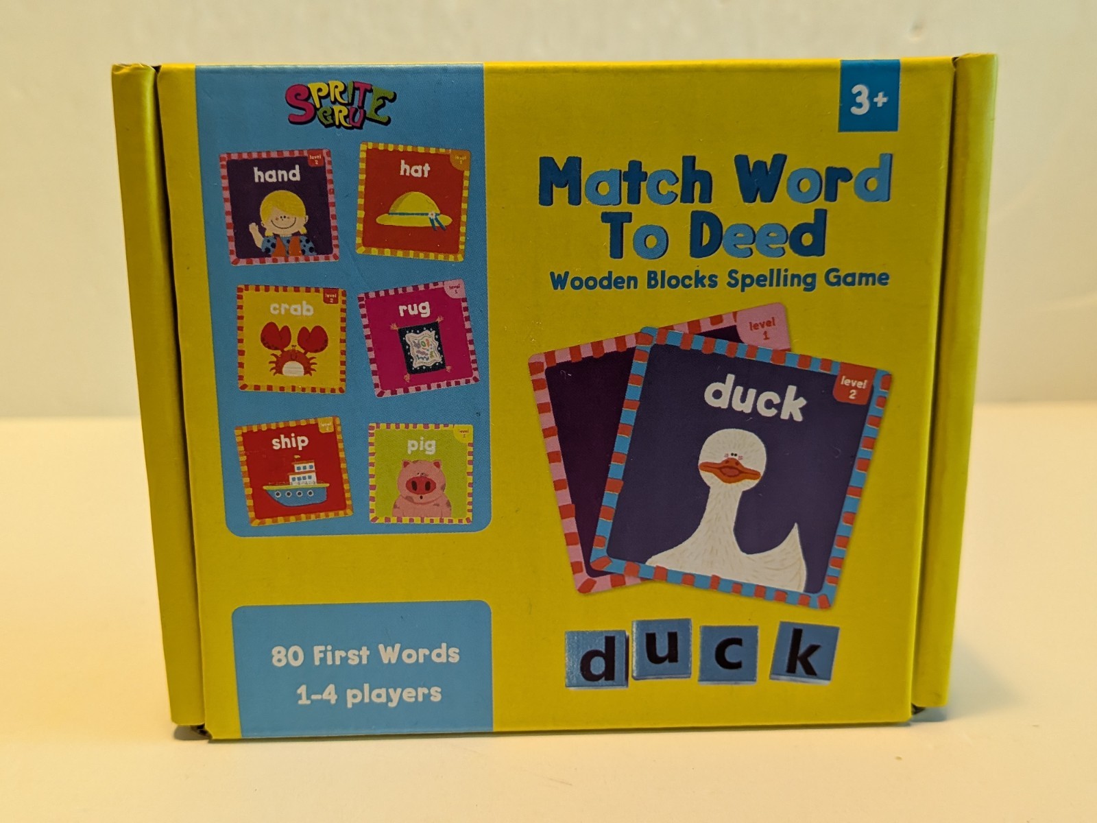 Match Word To Deed Wooden Blocks Spelling Educational Game Preschool PreK New