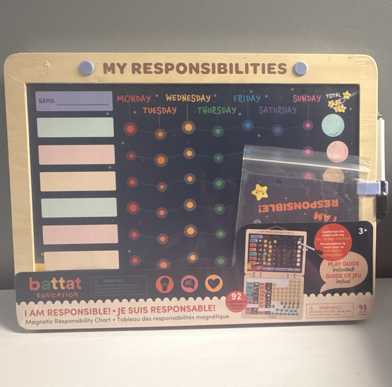 Battat Education My Responsibilities Magnetic Responsibility Chart, 92 pcs, 3+