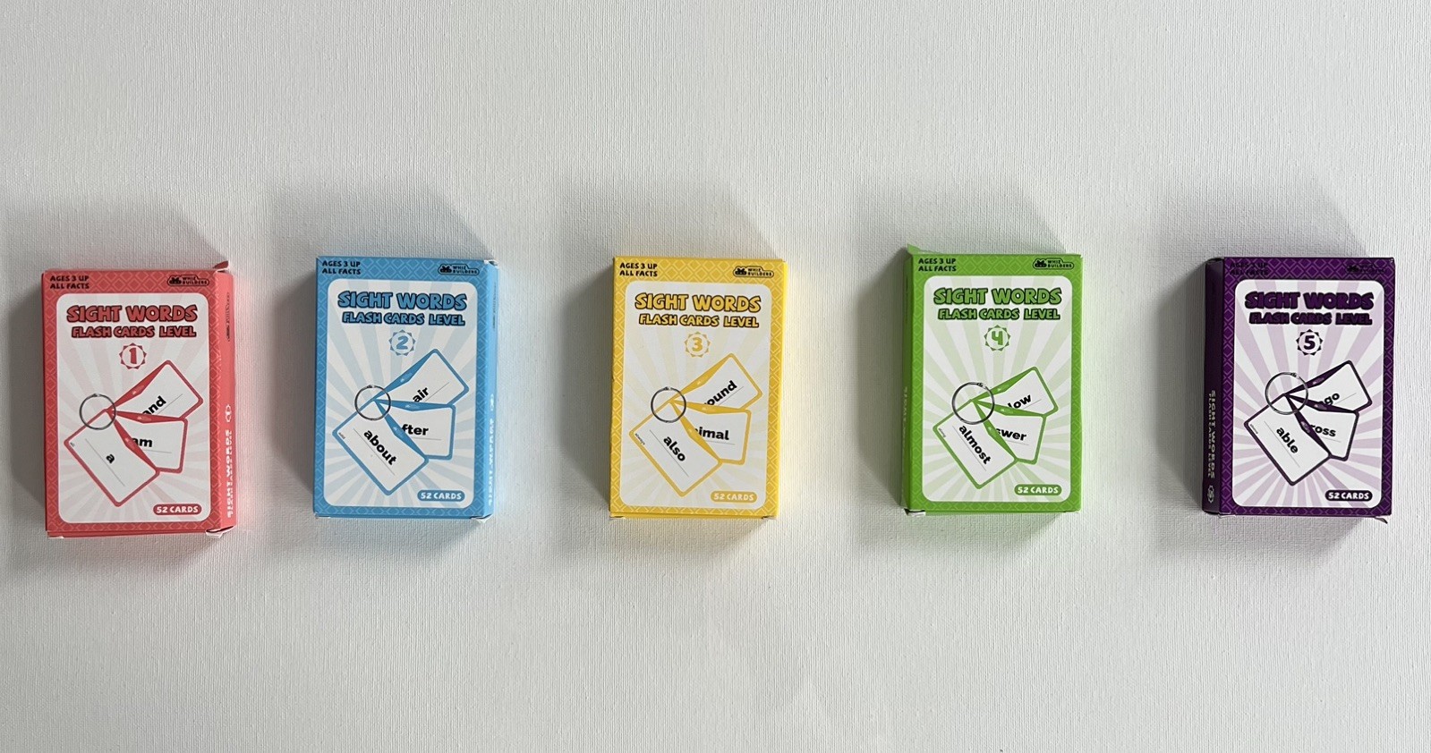 Flash Cards Sight Words levels 1-5 (260 cards)