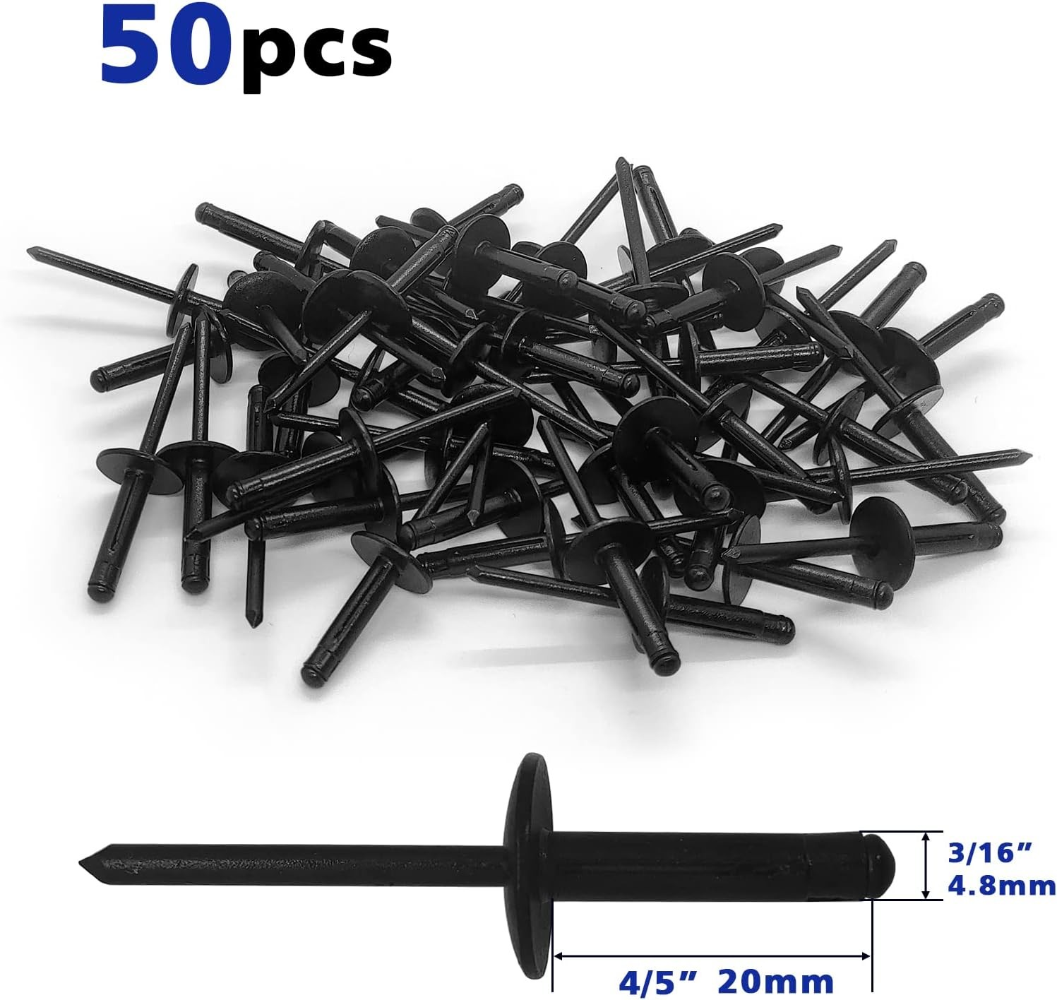 Tri-Fold Exploding Large Head Aluminum Pop Blind Rivets 3/16” * 4/5” Long Grip