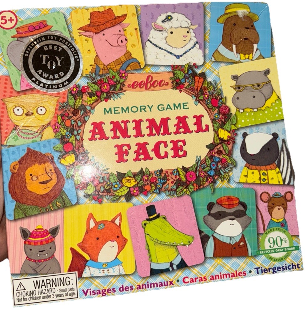 I Never Forget A Face Memory & Matching Game eeBoo Animals COMPLETE ~ Excellent!
