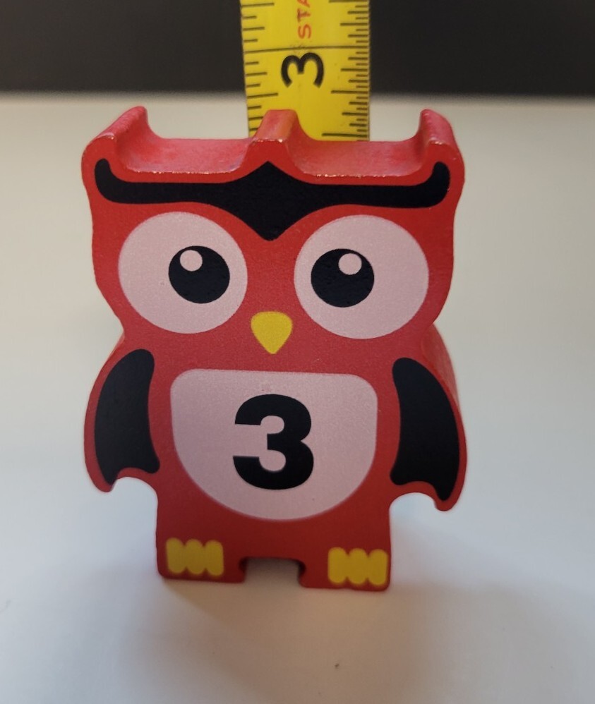 Discovery Toys Stacking Owls Balancing Game Replacement Wood Block Red #3 ONLY
