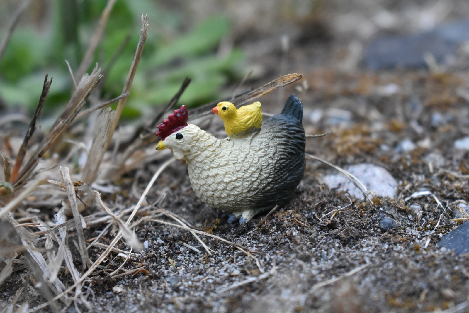 Chicken, Hen with Chick Realistic Toy Model Plastic Barn Farm Animal 1.4″ F4256