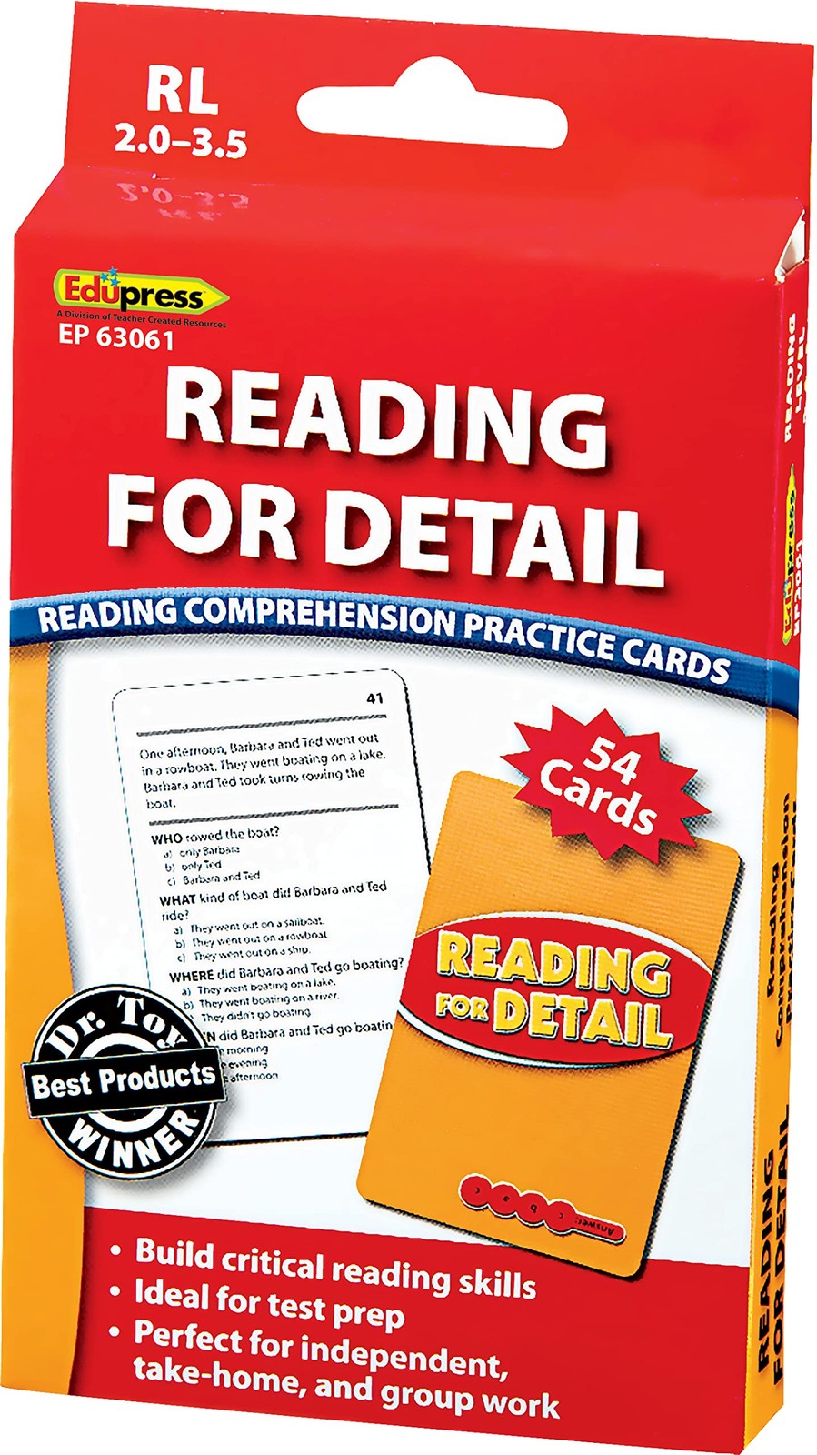 Red Flash Cards Learning Set 54 Self Checking Reading Comprehension Questions