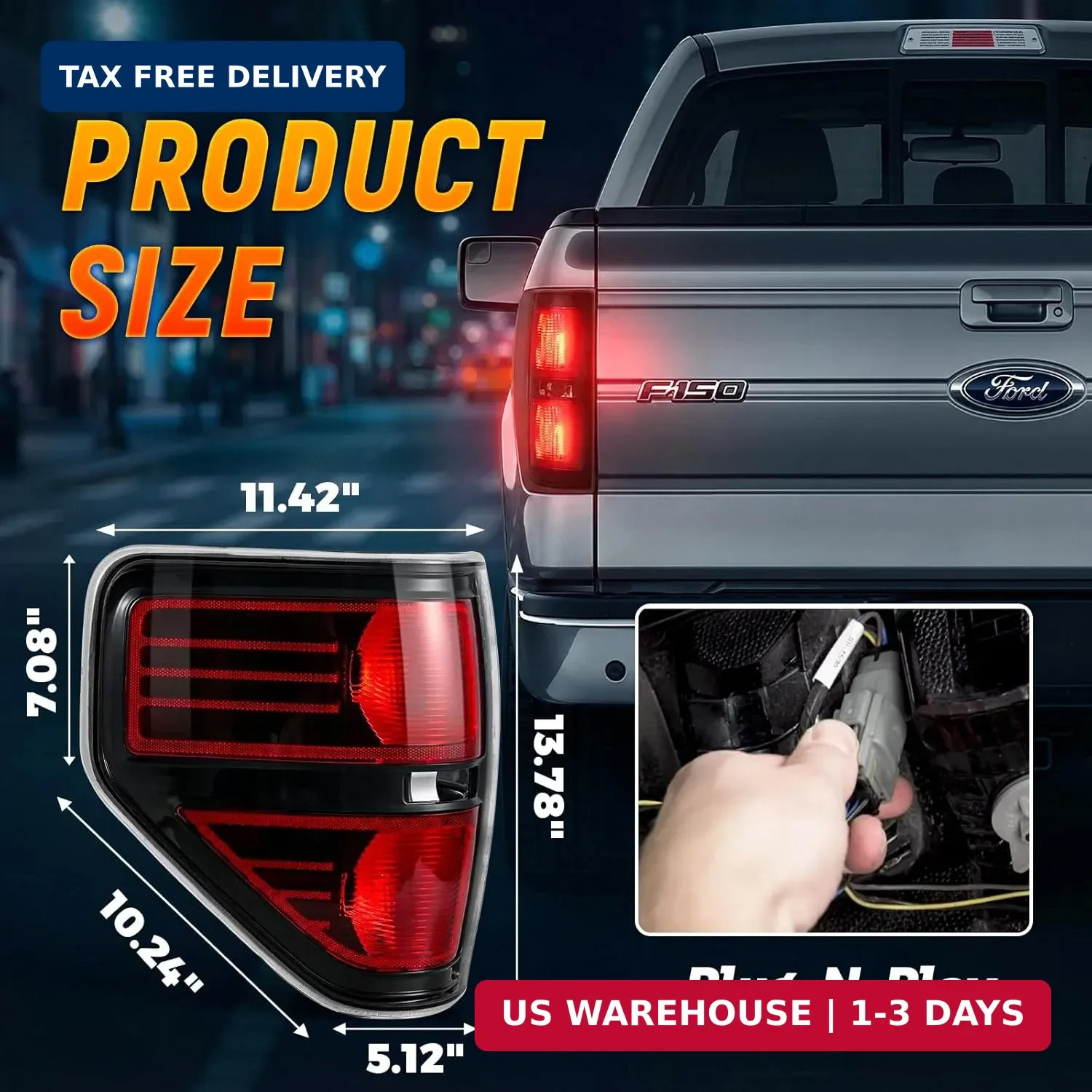 Rear Brake Tail Light for 2009 2010 2011 2012 2013 2014 Ford F150 F-150 Left Dri