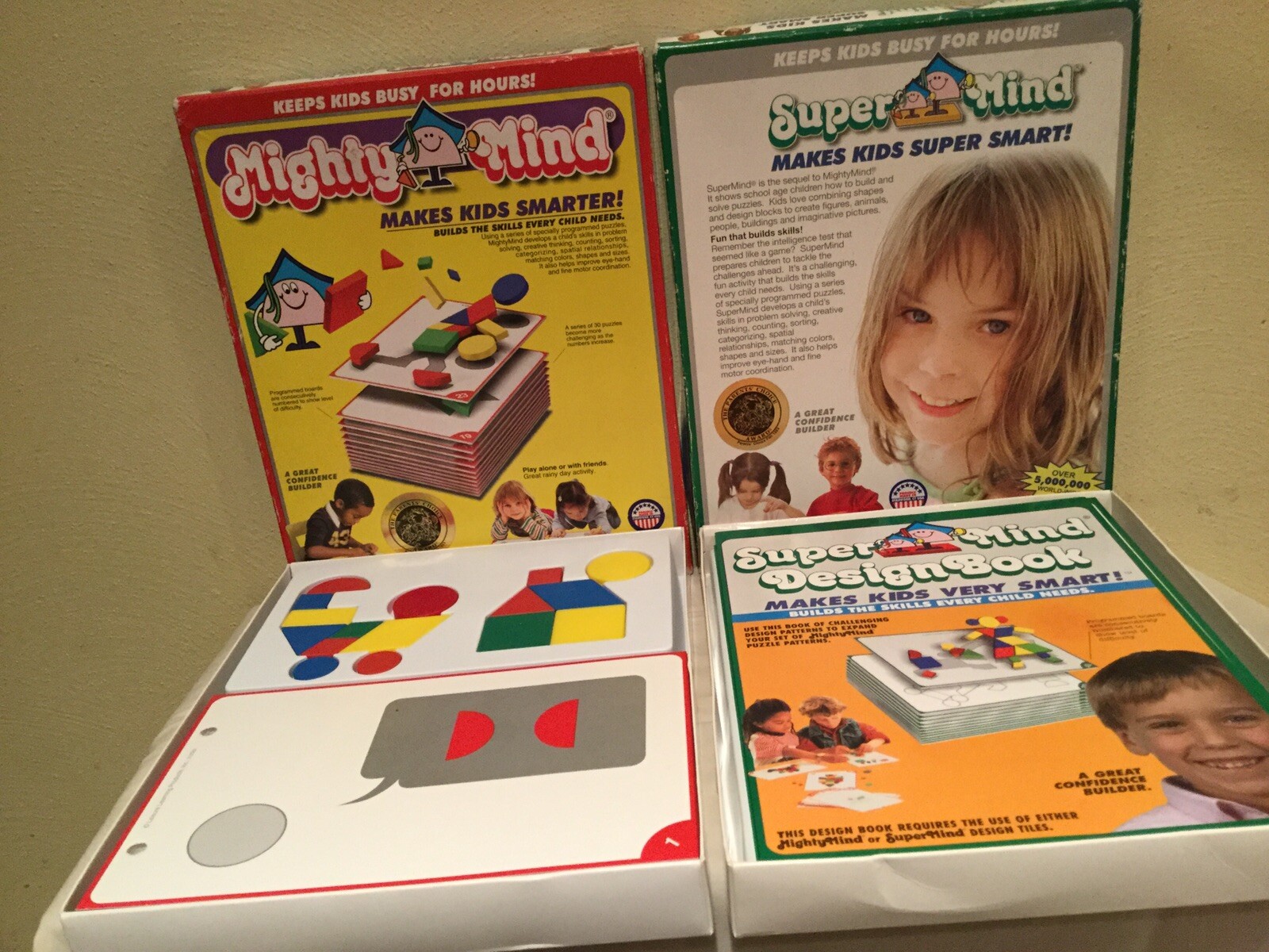2008 LEISURE LEARNING MIGHTY MIND+SUPER MIND TILES & PATTERN CARDS ACTIVITY SET