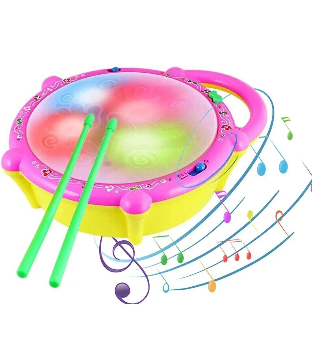 Flash Drum with 3D Lights, Music Baby Toy for Kid Boy Girl 2+ Years Kids