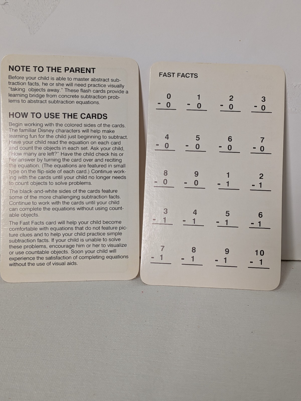 Vintage Disney-Themed Educational Addition and Subtraction Flash Cards by Golden