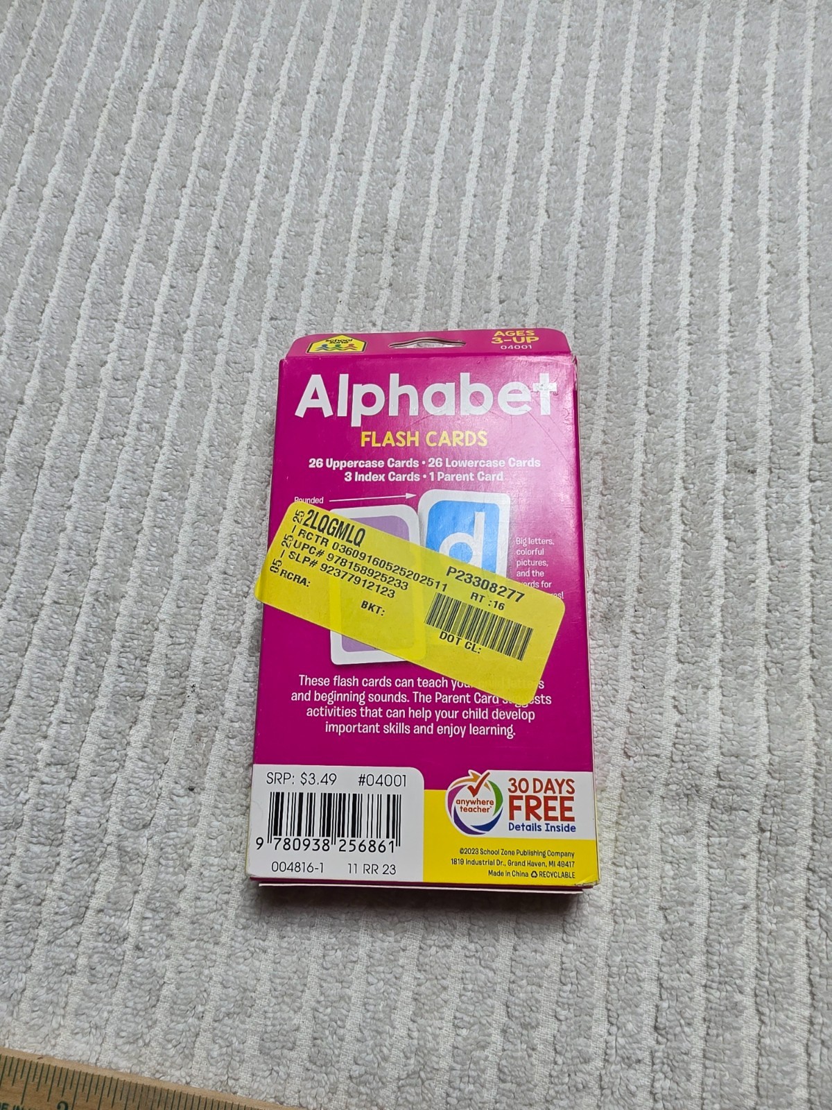 School Zone Alphabet Flash Cards: Colorful Learning for Preschool & Toddlers (A