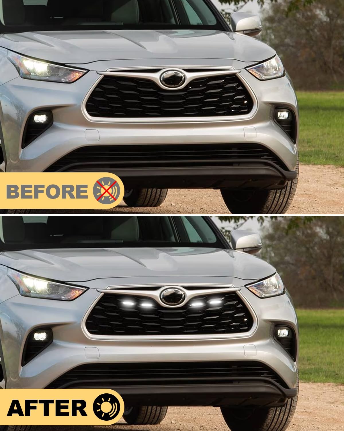 LED Toyota Highlander Front Grille Lights Bar 2024 2023 2022 2021 2020 LED LED