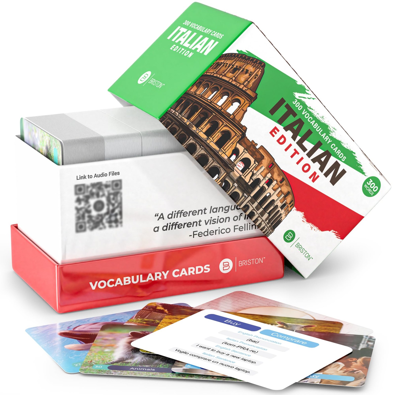 Italian Vocabulary Flash Cards – 300 Words with Pictures & Pronunciation – Ed…