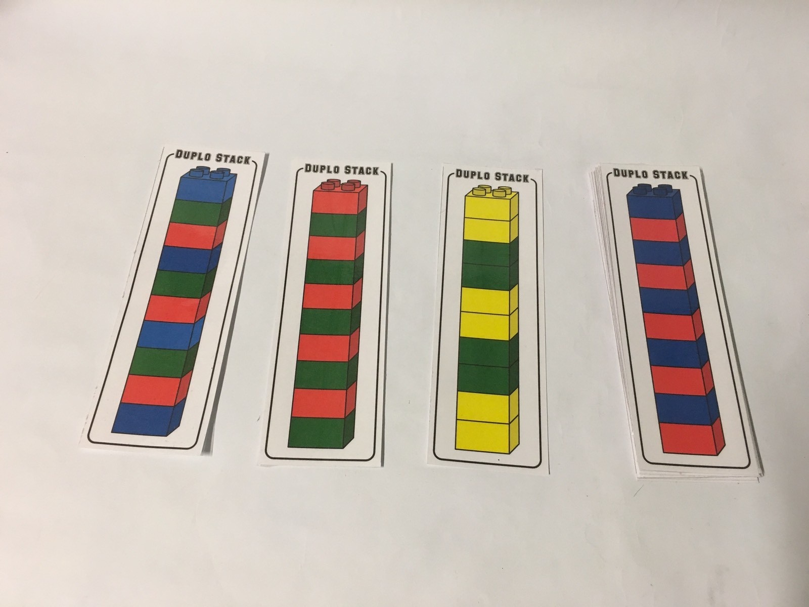 Duplo Stack Activity Game 18 Laminated Cards