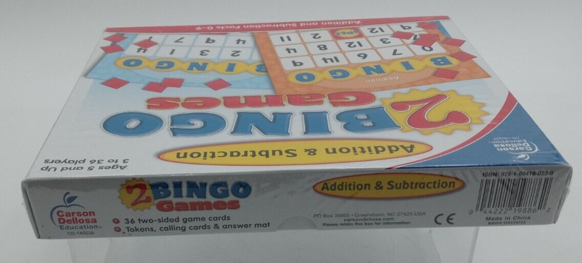 Educational Addition & Subtraction Bingo Board Game, Grade K-2 – 3 to 36 Players