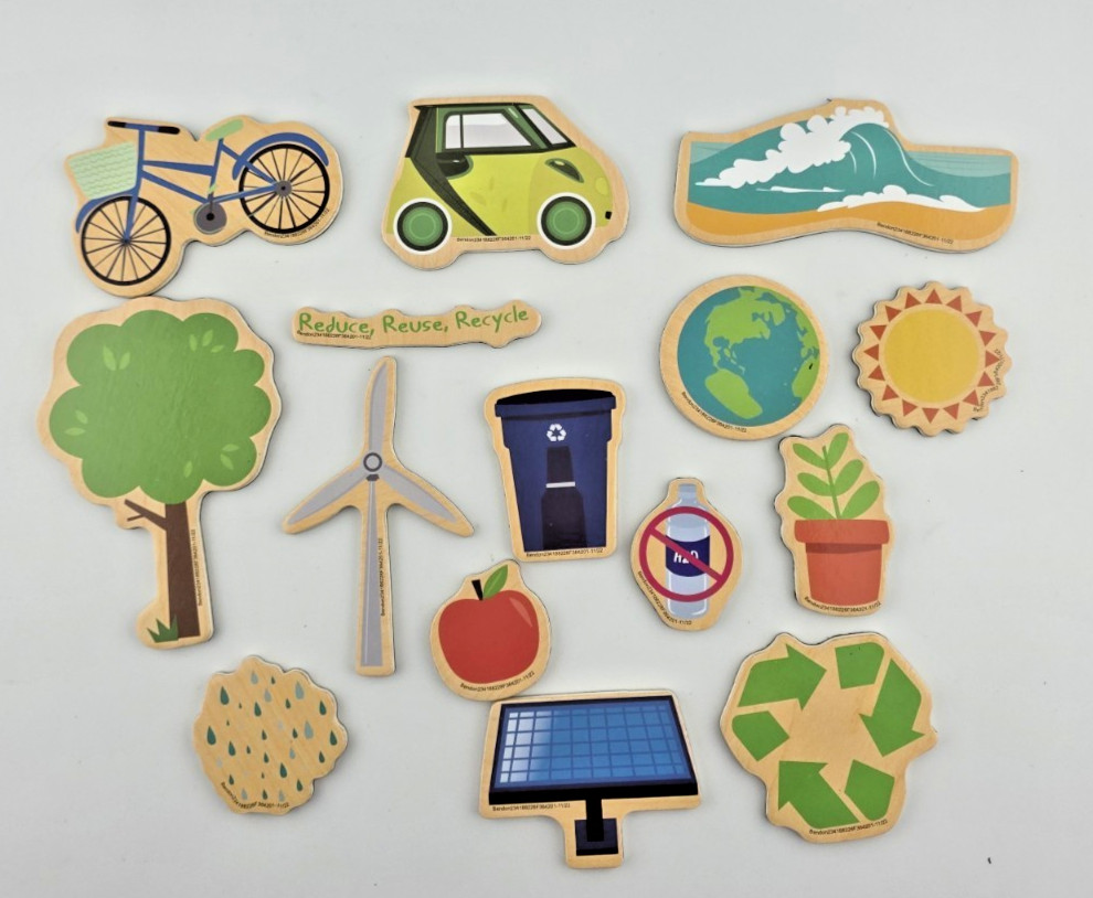 T. S. Shure by Bendon Magnafun wooden magnets environmental recylcle 15 pieces