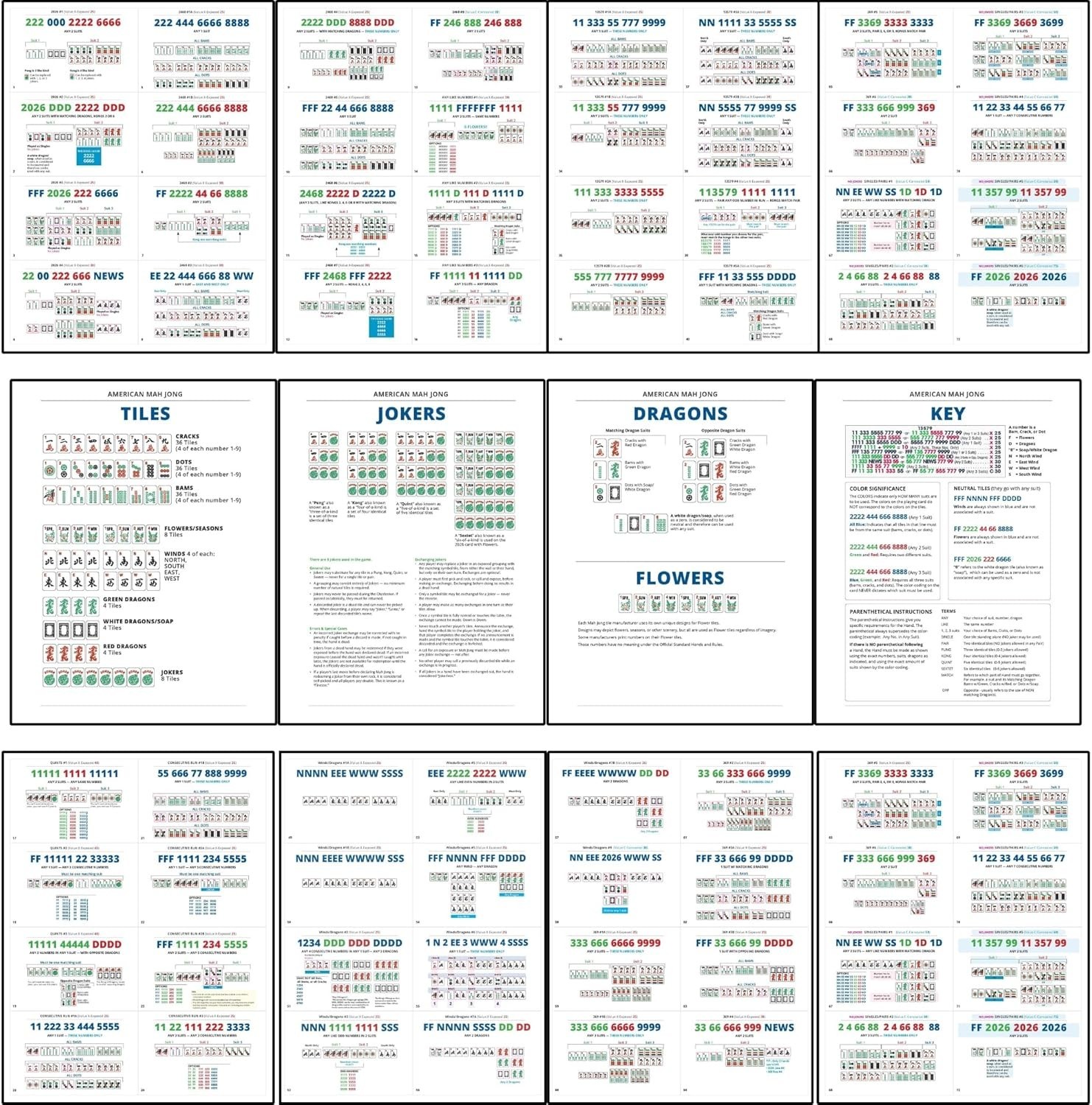 Mah Jongg Cards 2026 Visual Reference 72 Hands Learning Aid