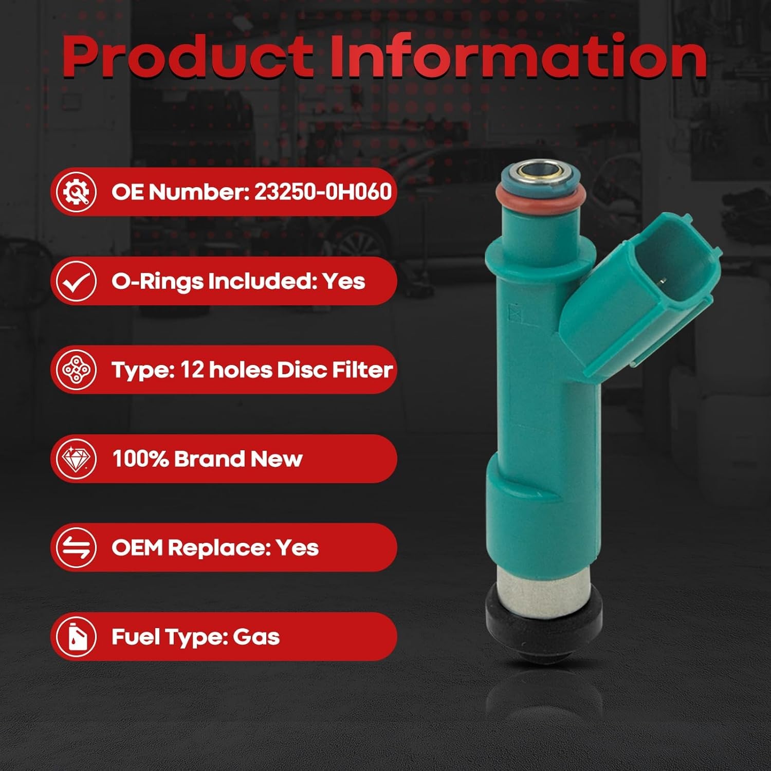 Fuel Injectors 23209-0H030 Compatible with Toyota 2.4L Camry Corolla Rav4 Highla