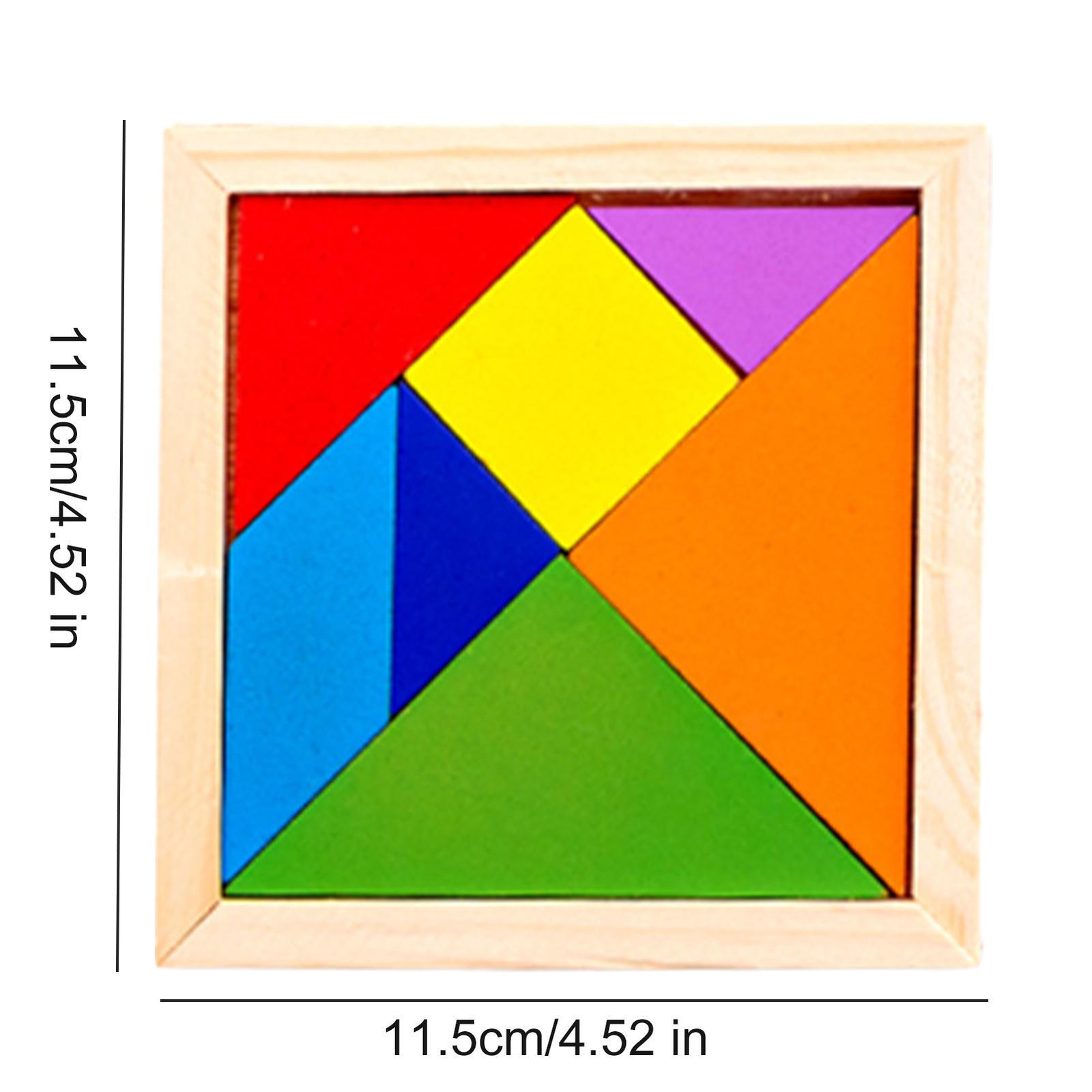 Wooden Tangram 7 Piece Square Puzzle Educational Game For Kids