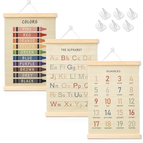 Toddler Learning Posters 12×16 Inch (3-Pack) | Wall Decor for Playroom &