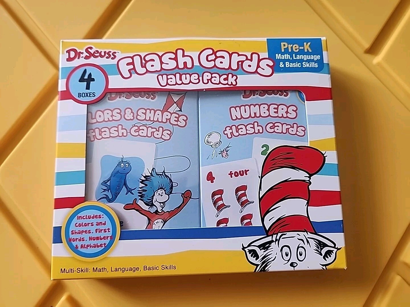 Dr. Seuss Flash Cards 4 Boxes Pre-K 1st Words Alphabet Colors Numbers Shapes New