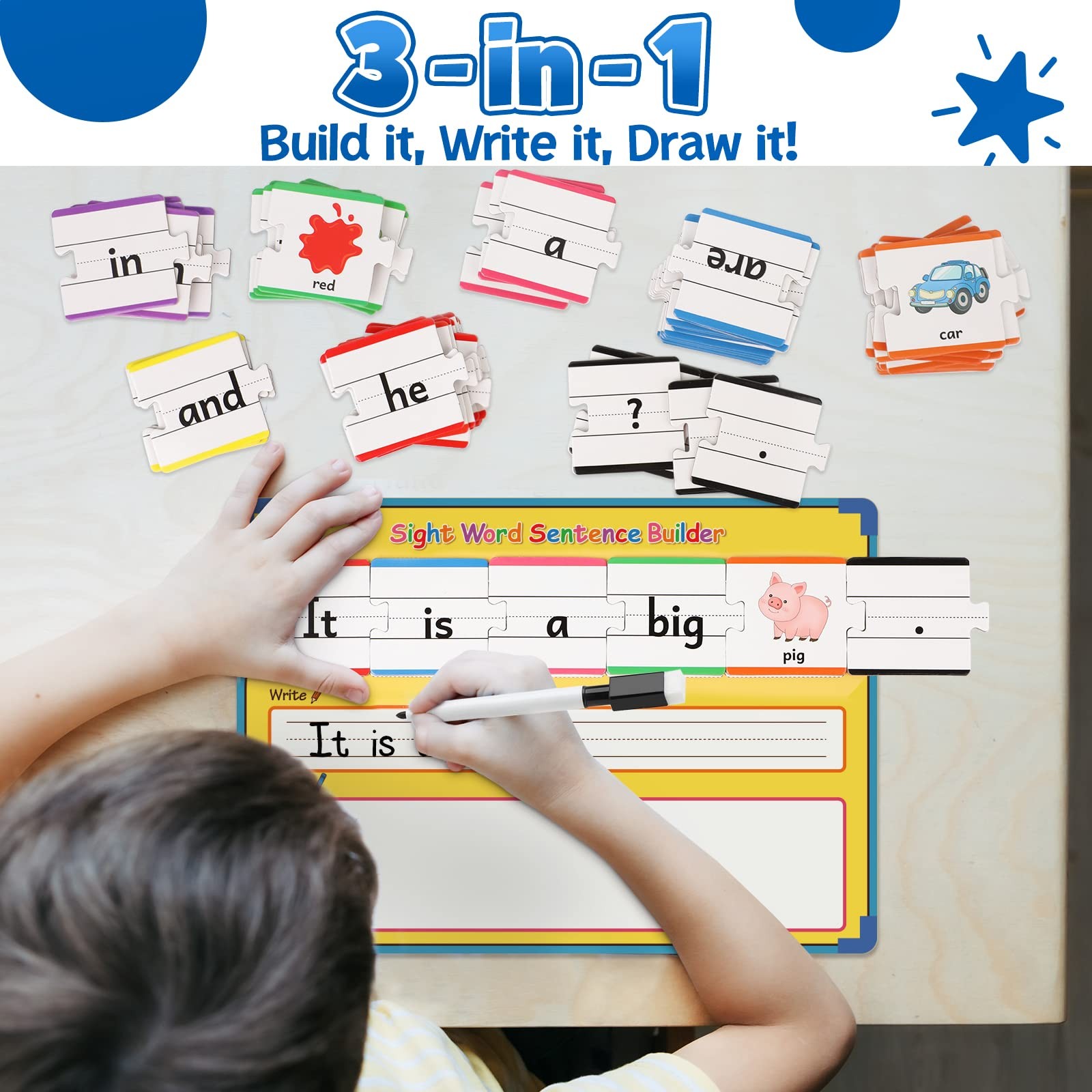 Sentence Building Games,Sight Word Puzzles for Kids Kindergarten 1st 2nd Grad…