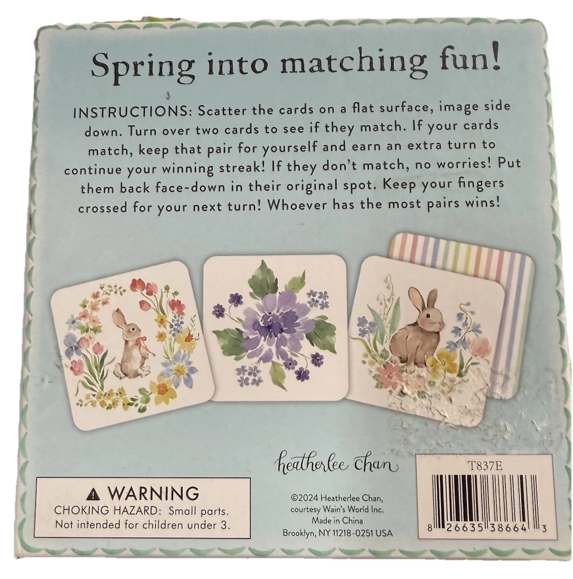 Children Hop & Match Bunny Matching Game 52 Cards Beanie Baby Bunny