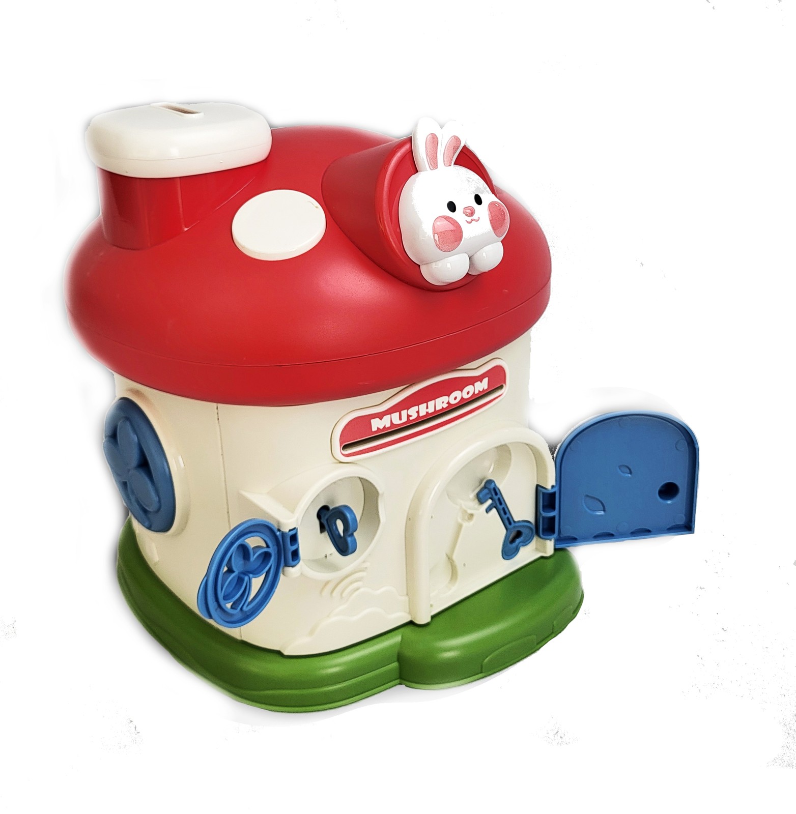 Whimsical Mushroom Piggy Bank Variation Listing with Secure Lock and Keys