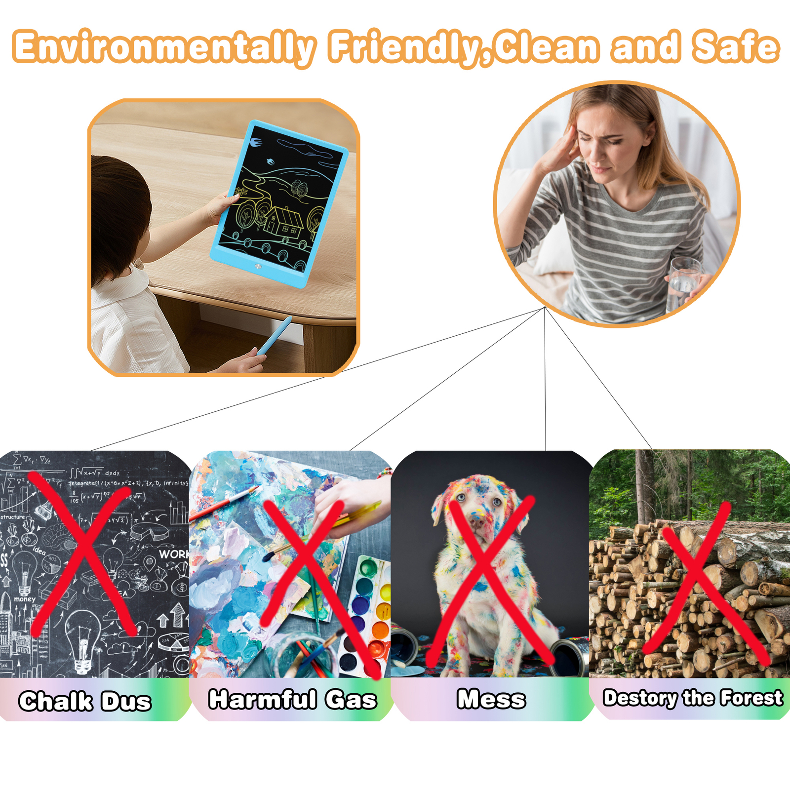 10″ LCD Writing Tablet for Kids Electronic Digital Drawing Pad Notepad Xmas Gift