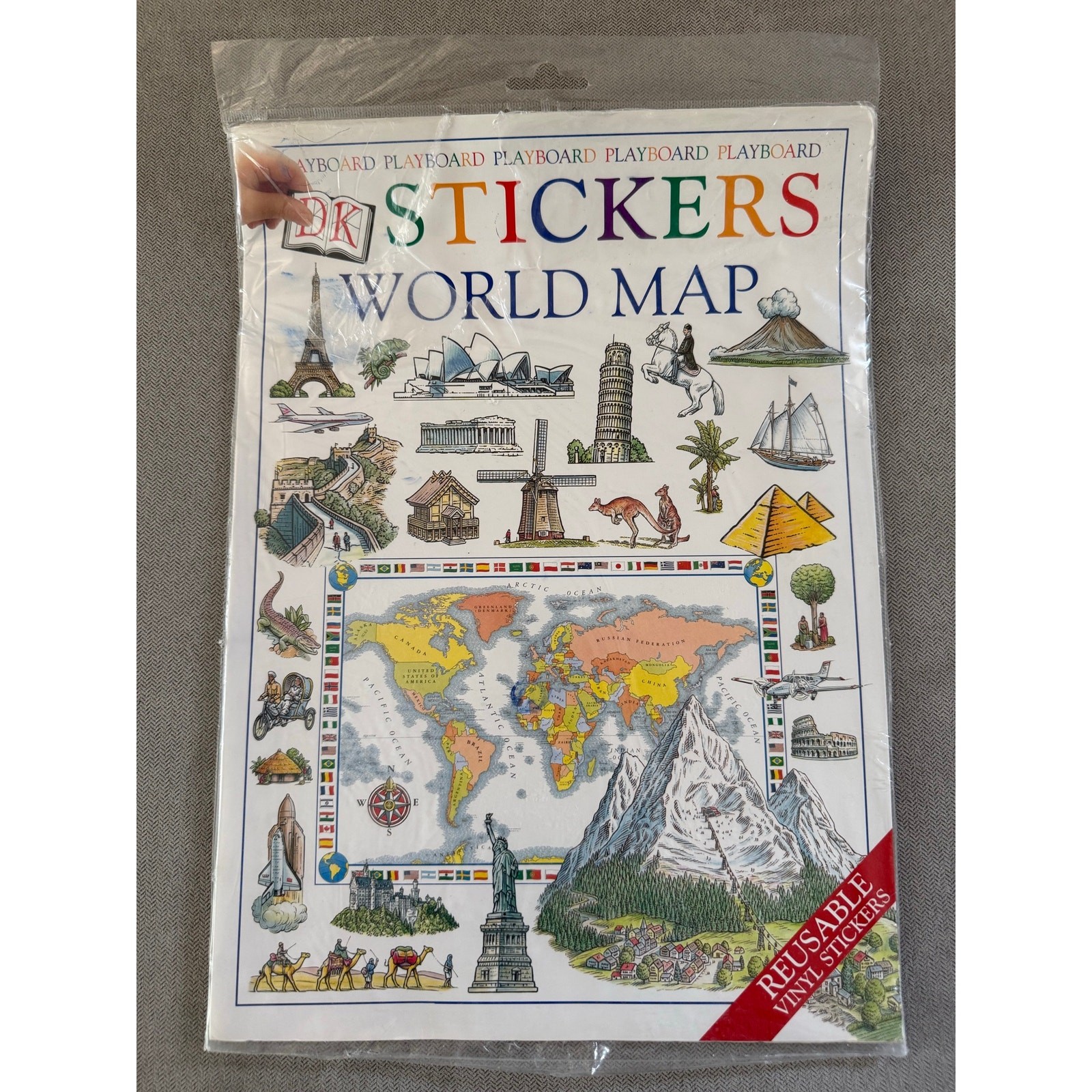 DK Stickers World Map Playboard Reusable Vinyl Stickers Educational Set