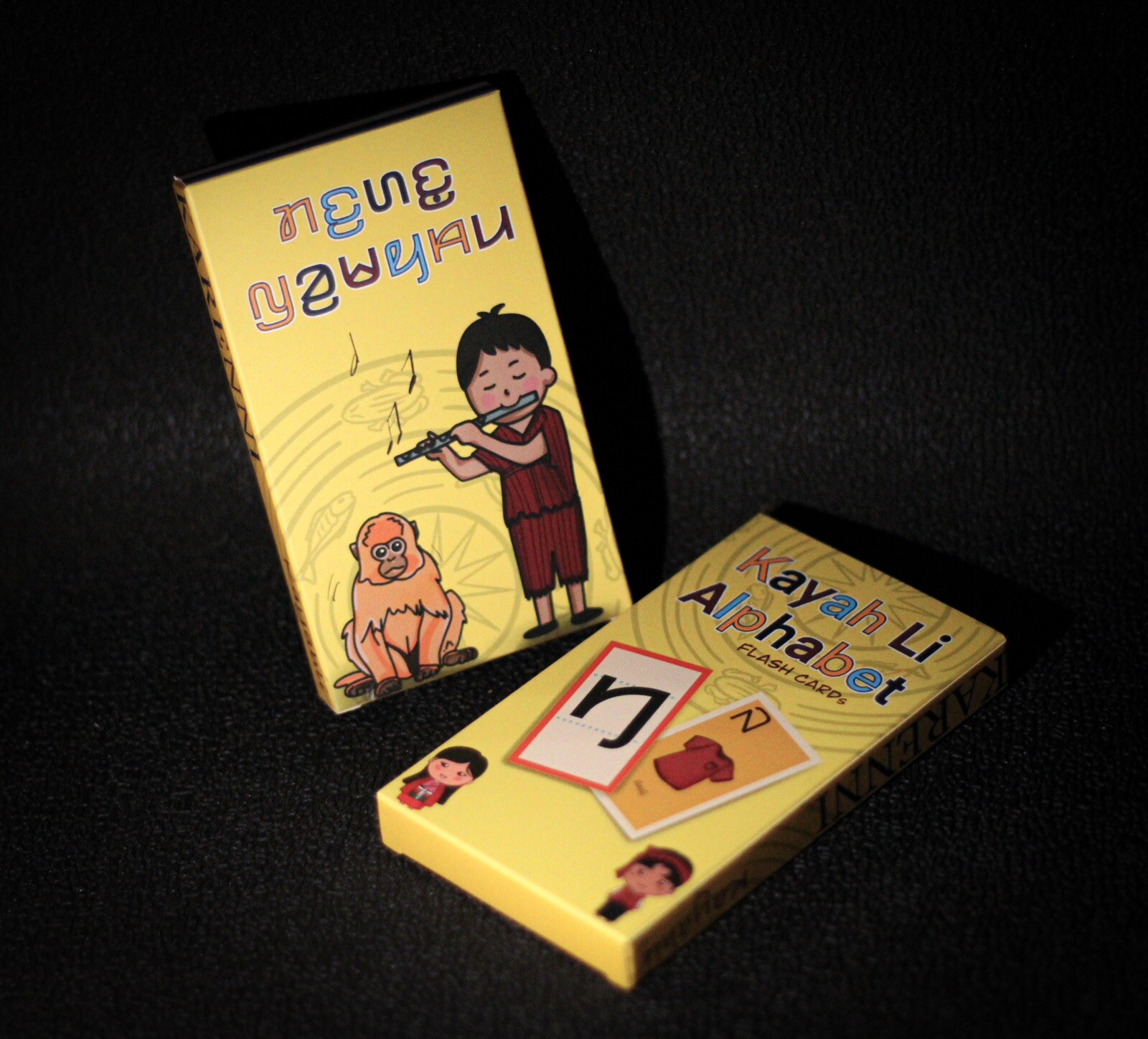 Karenni alphabet flash cards, pictures with names in kayah.