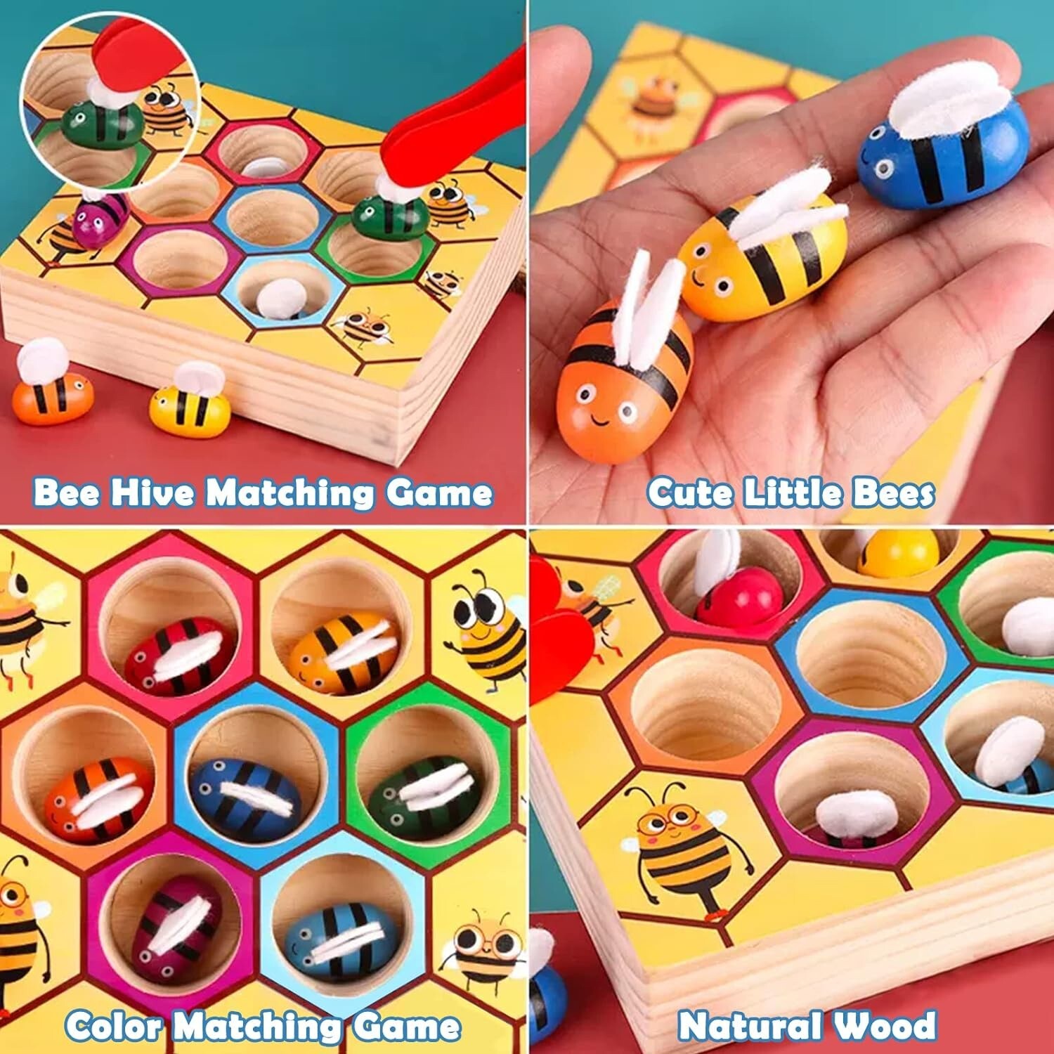 Clamp Fun Picking Catching Toy Hive Board Games Montessori Board Game WoodBeeToy
