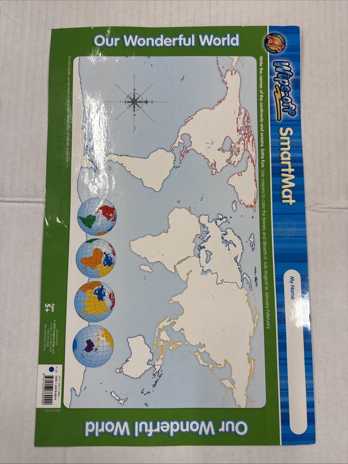 Our Wonderful World Wipe Off Smart Mat 2 Sets The United States or The World