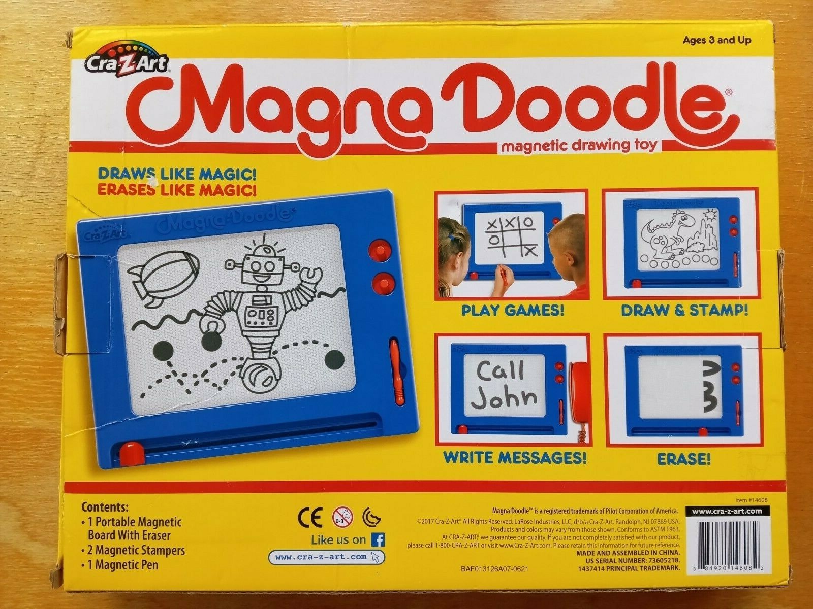 Cra-Z-Art 14608 Retro Magna Doodle Drawing Pen Stamps Toy Box 2017 Complete Used