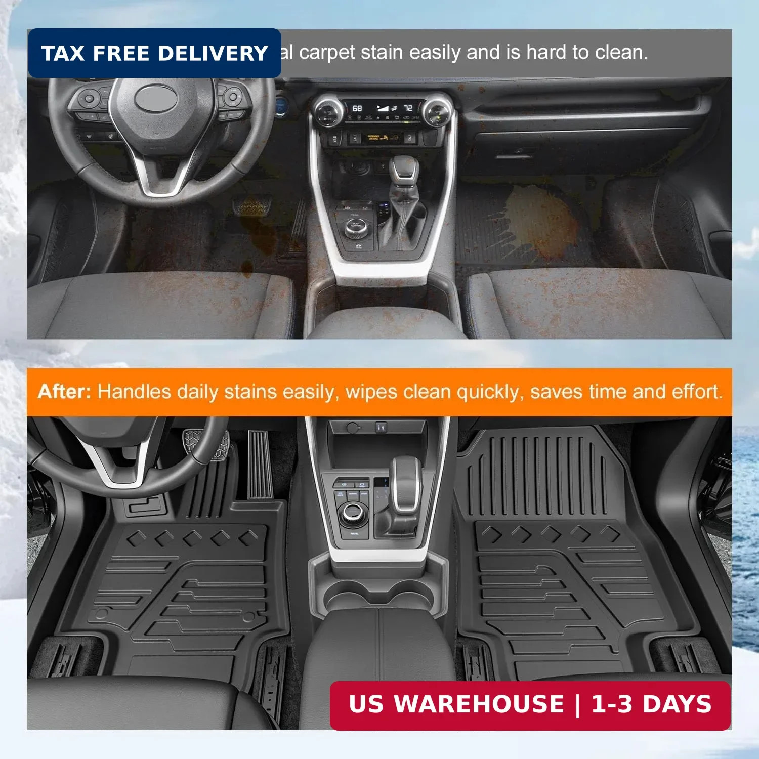 powoq Floor Mat Compatible with 2019-2025 Toyota RAV4 Cargo Mat Trunk Mat Replac