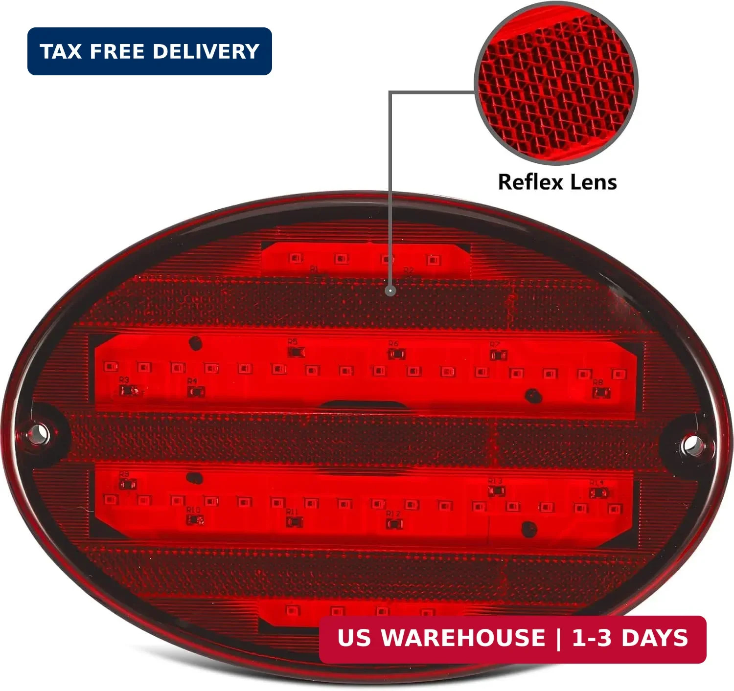 Partsam 2Pcs 8.5″ Oval Led Tail Lights 40LED Red for Trailer RV Motorhome Airstr
