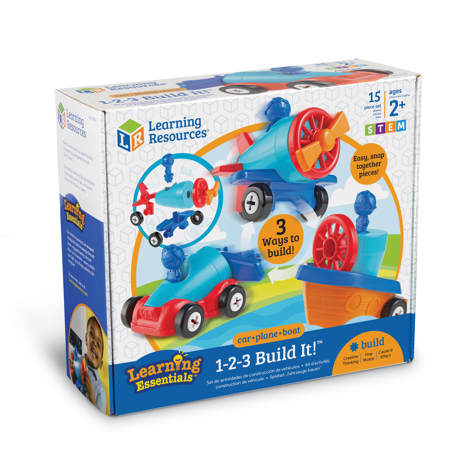 New – Learning Resources Learning Essentials – 1-2-3 Build It! Car-Plane-Boat