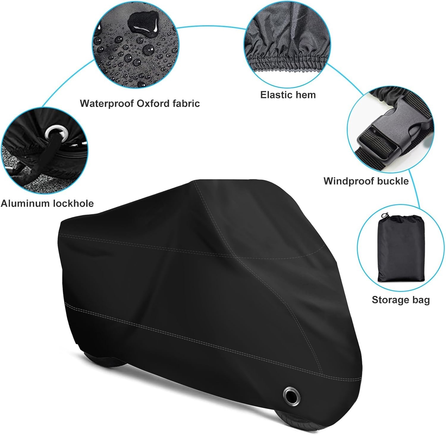 Motorcycle Cover -Waterproof Outdoor Storage Bag,Made of Heavy Duty Material,…
