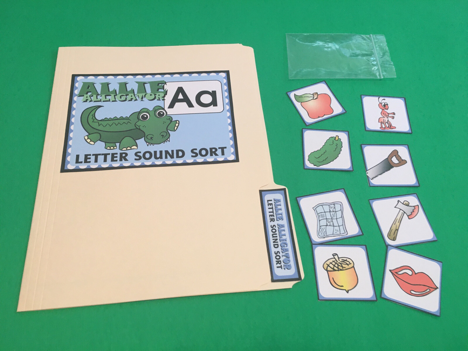 Allie Alligator – Letter Aa – DIY File Folder game – Printed / Uncut