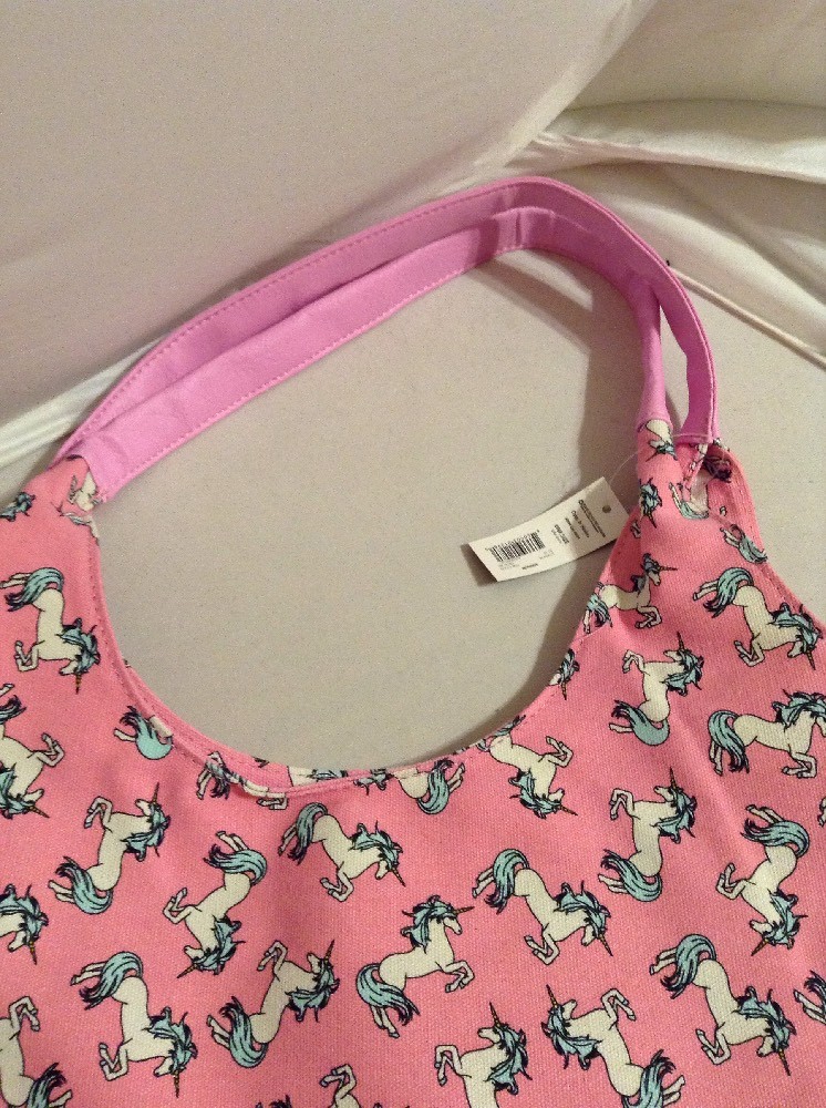 Unicorn Cotton Beach Towel (28X58) and Denim Pink Shoulder Bag w/Snap (13X17.5)