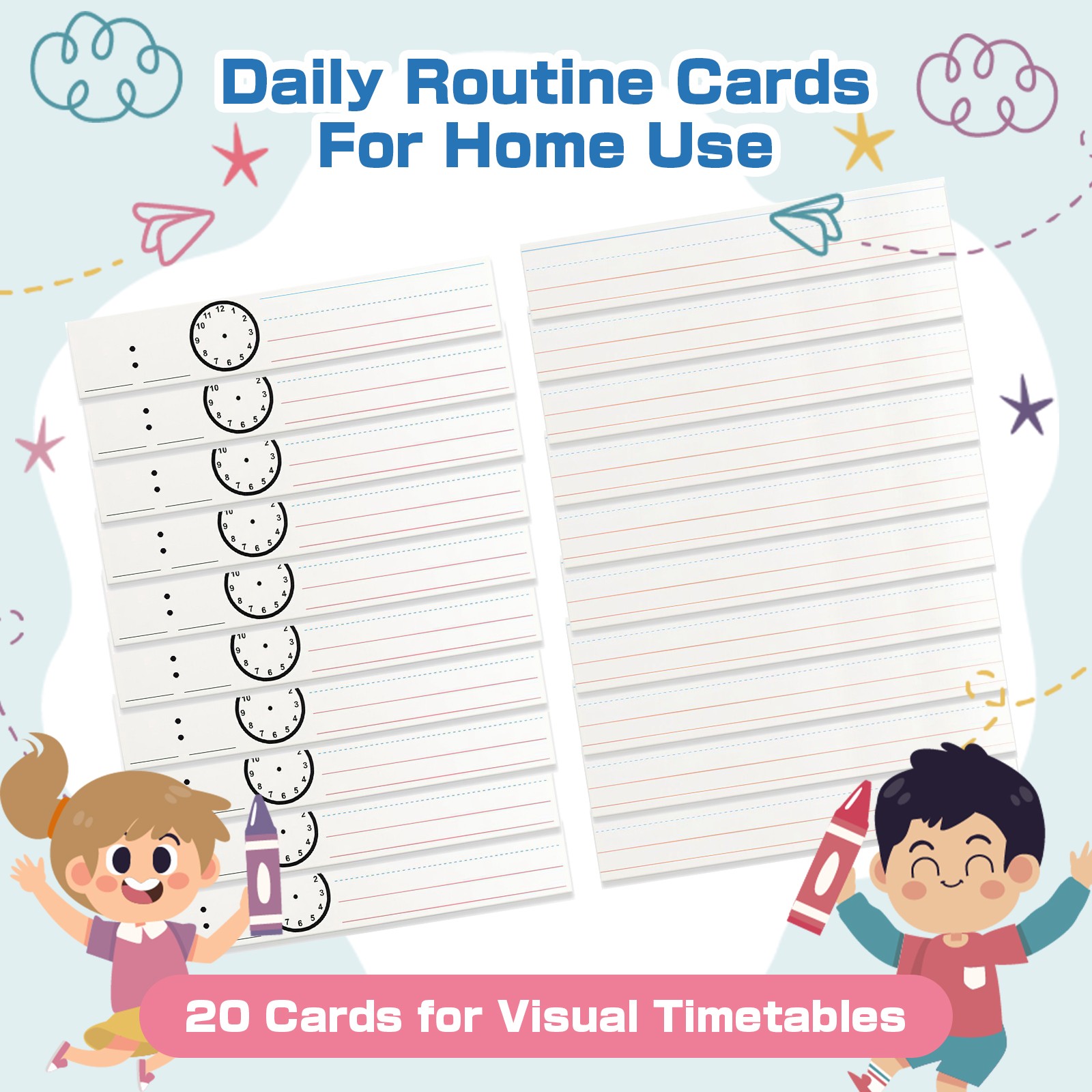 20Pcs Daily Schedule Pocket Chart Erase Card for Preschool Classroom