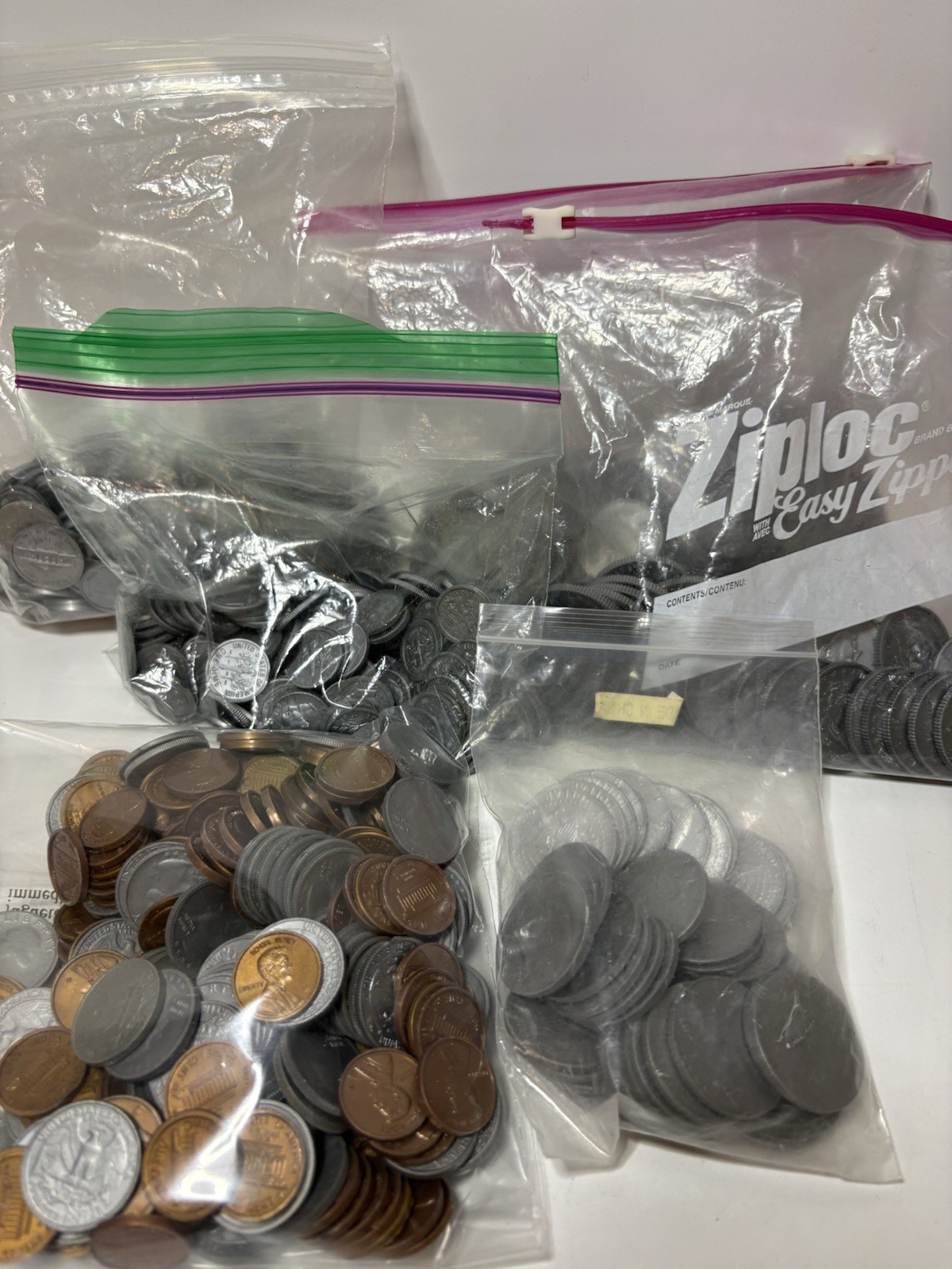 1# 11 Ounces Plastic Play Money Coins Penny Dime Nickel Quarter Half Dollar