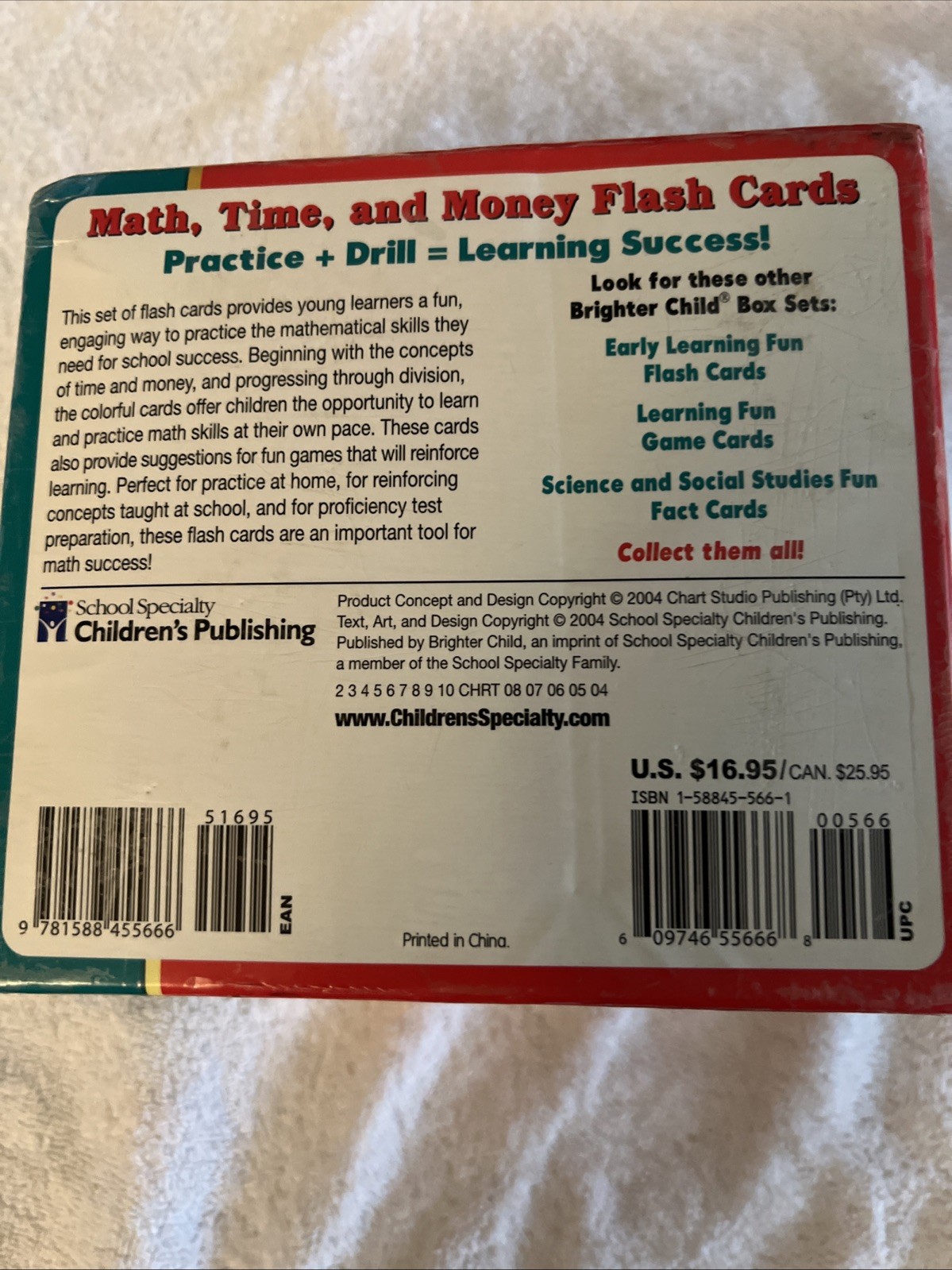 Brighter Child Flash Cards Math Time and Money Teachers Home School