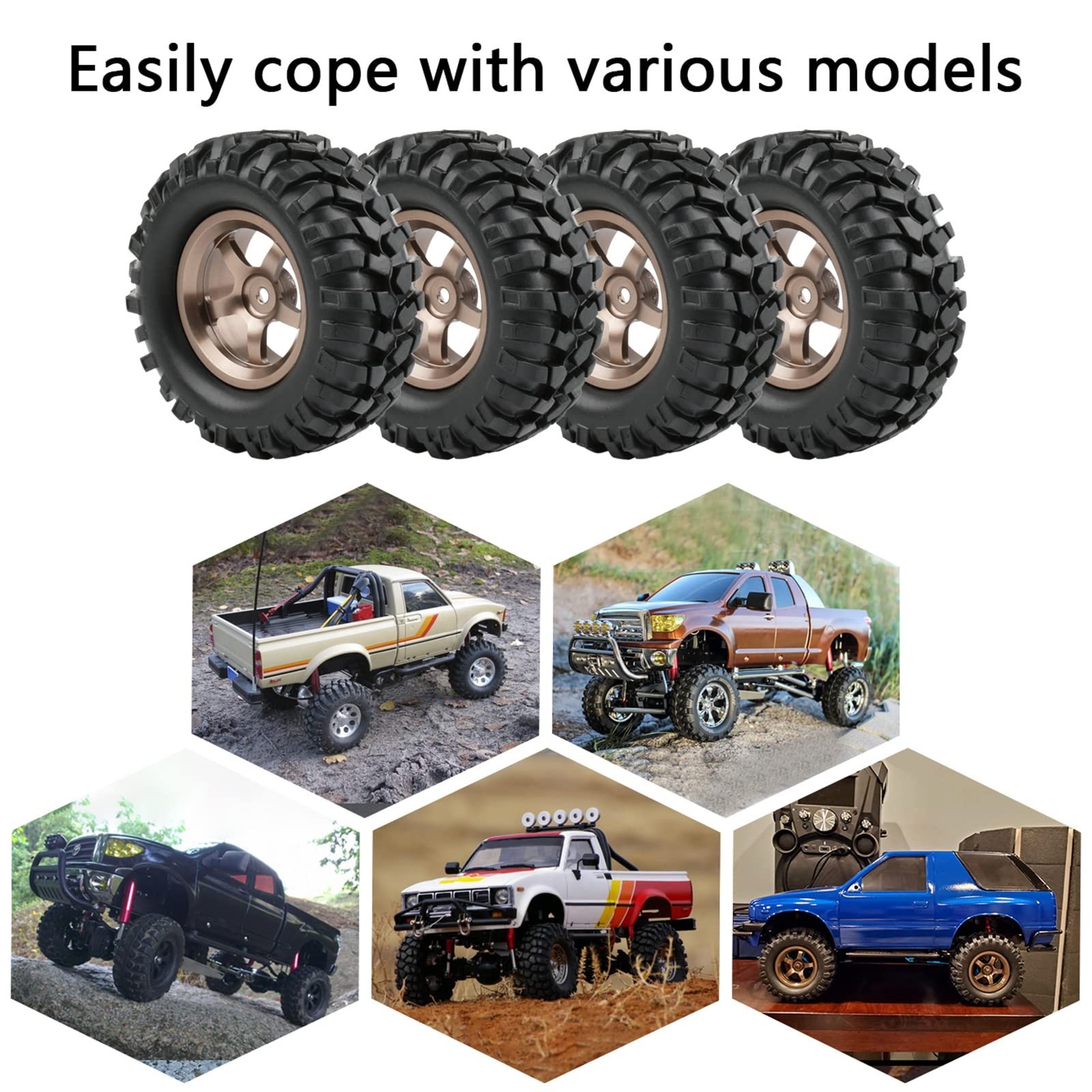 1.9 Tires and Wheels 12mm Hex for Traxxas Stampede – 1/10 RC Crawler Tires 96…
