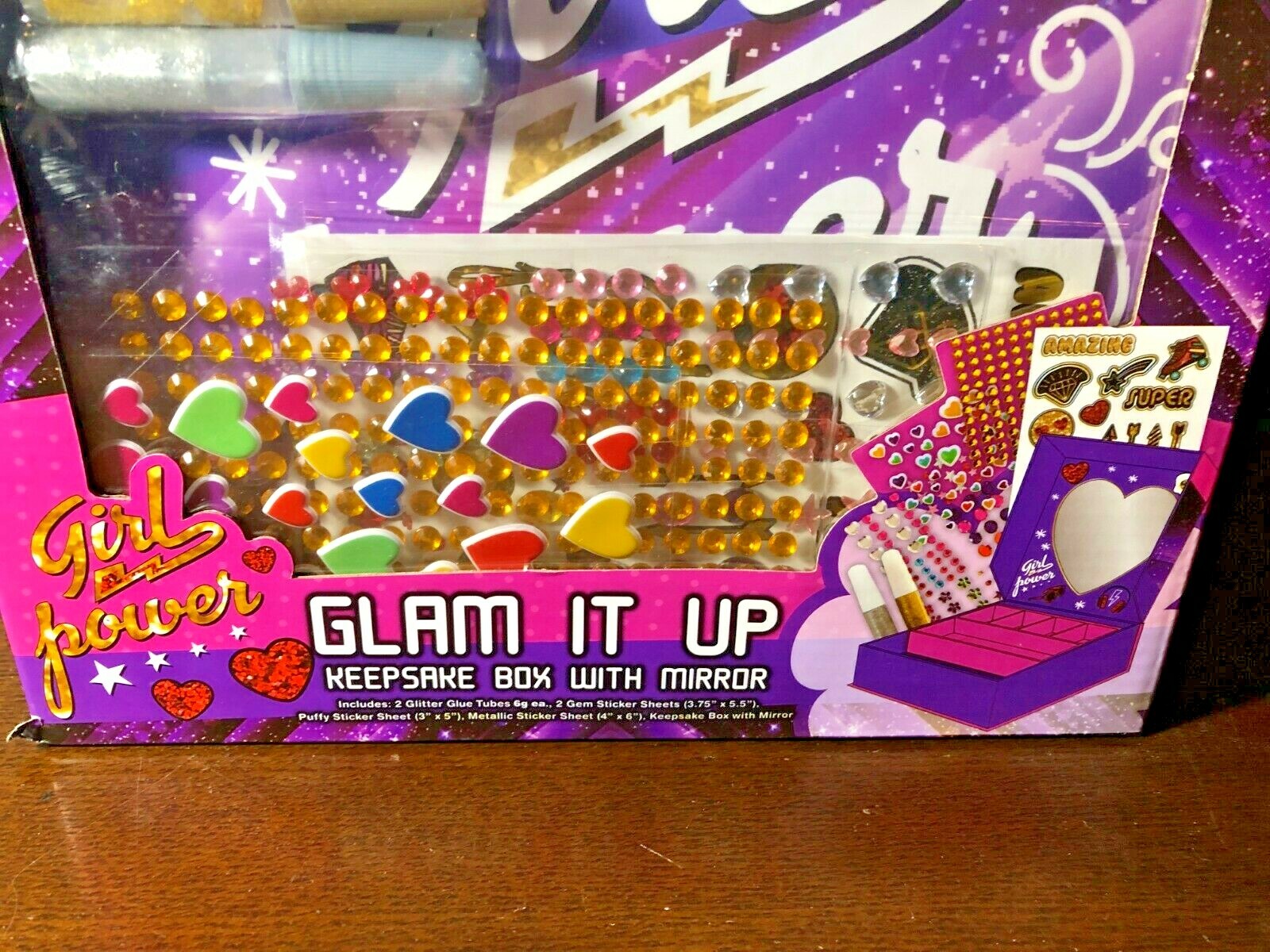 Arts & Crafts KEEPSAKE BOX Decorate! Jewels, Glitter, Stickers! Girl Power Glam!